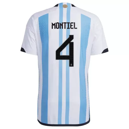 New Argentina MONTIEL #4 Three Stars Soccer Jersey 2022 Home World Cup Authentic Soccer Jersey - shopnationalteam