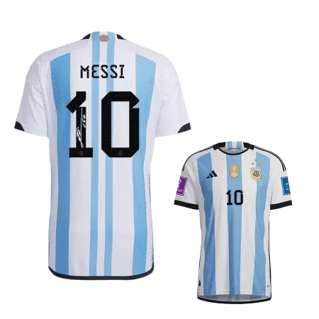 New Argentina MESSI #10 Three Stars Soccer Jersey 2022 Home Authentic Soccer Jersey - shopnationalteam