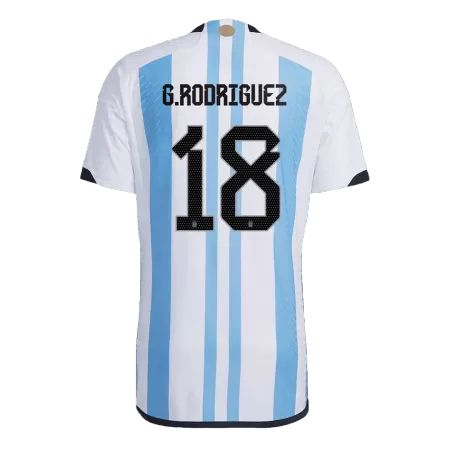 New Argentina G. RODRIGUEZ #18 Three Stars Soccer Jersey 2022 Home World Cup Authentic Soccer Jersey - shopnationalteam