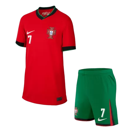 Kid's RONALDO #7 Portugal Home Soccer Jersey Kit(Jersey+Shorts) Euro 2024 - shopnationalteam
